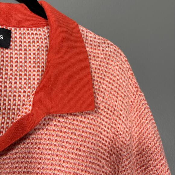 Bonobos Men's Orange Geo Sweater Polo Shirt - XL - Vintage Inspired - Retro Knit - Picture 2 of 6